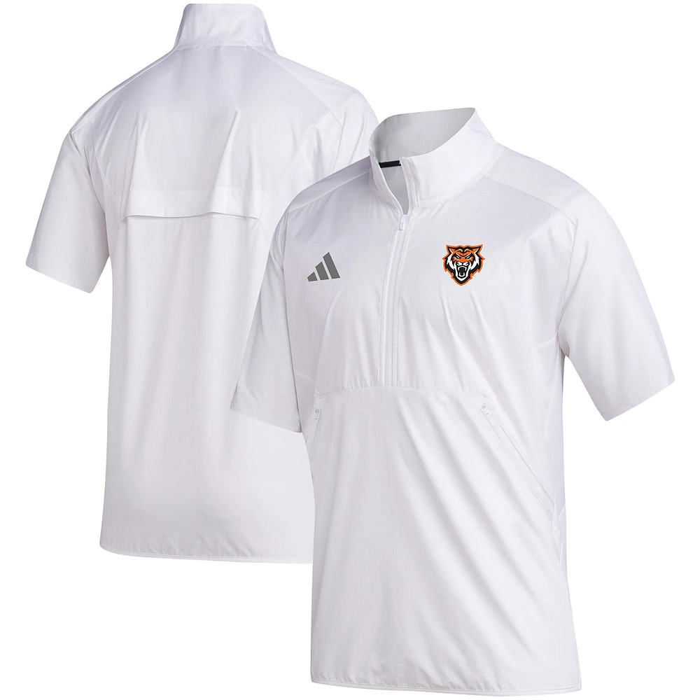 Men's adidas White Idaho State Bengals Sideline Short Sleeve Quarter-Zip Pullover Top