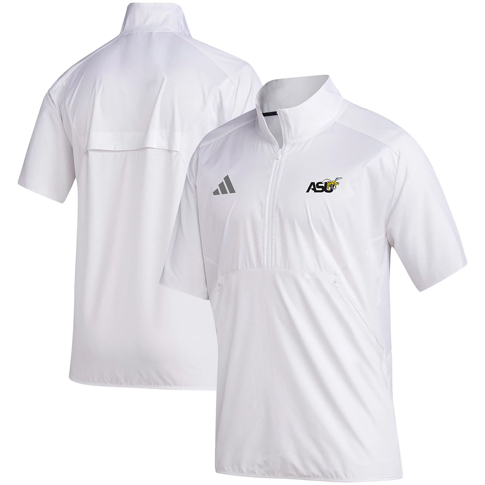 Men's adidas White Alabama State Hornets Sideline Short Sleeve Quarter-Zip Pullover Top