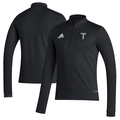 Men's adidas Black Troy University Trojans Sideline Entrada22 Quarter-Zip Pullover Top