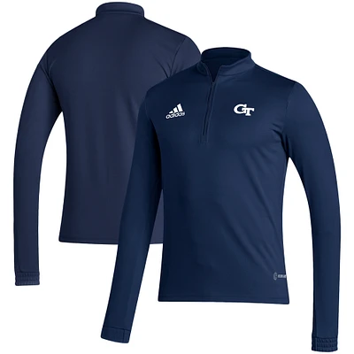 Men's adidas Navy Georgia Tech Yellow Jackets Sideline Entrada22 Quarter-Zip Pullover Top