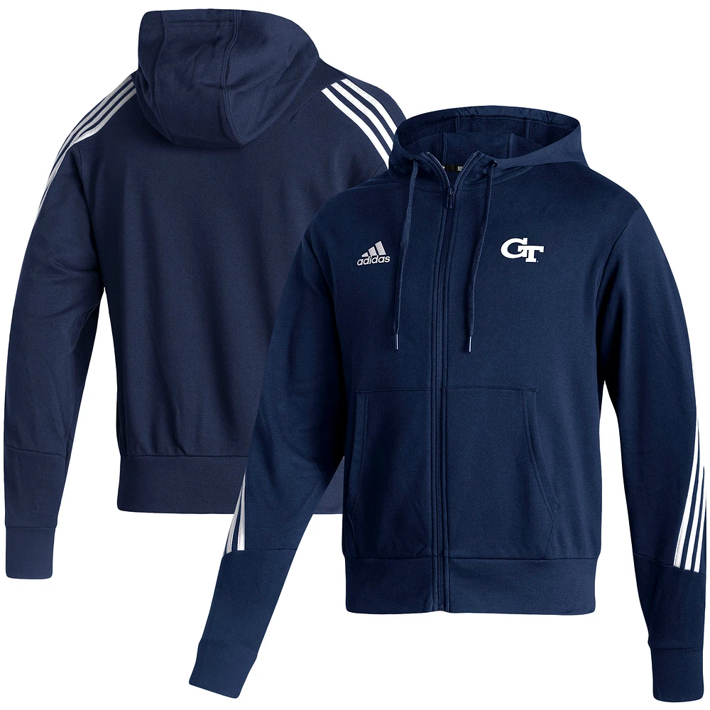 Men's adidas Navy Georgia Tech Yellow Jackets Sideline Fashion Full-Zip Pullover Hoodie