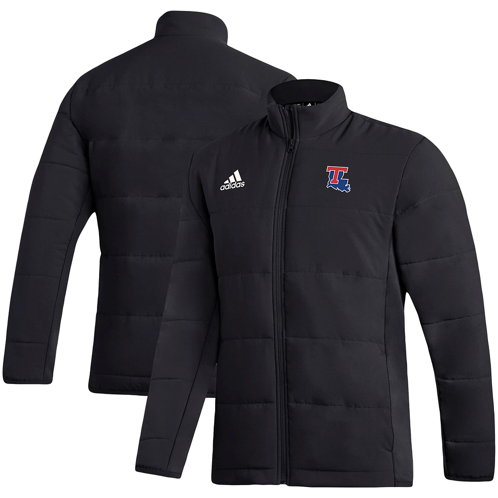 Men's adidas Black Louisiana Tech Bulldogs Sideline Midweight Full-Zip Jacket