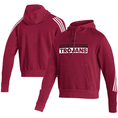 Men's adidas Cardinal Troy University Trojans Sideline Fashion Pullover Hoodie