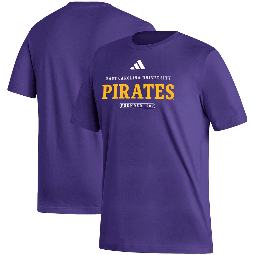 Men's adidas Purple ECU Pirates Sideline Fresh Short Sleeve T-Shirt