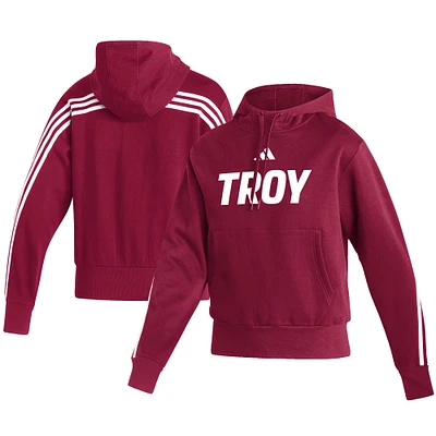 Women's adidas Cardinal Troy University Trojans Sideline Fashion Pullover Hoodie