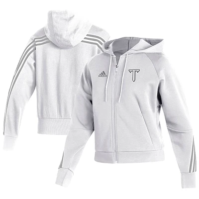 Women's adidas White Troy University Trojans Sideline Fashion Full-Zip Hoodie