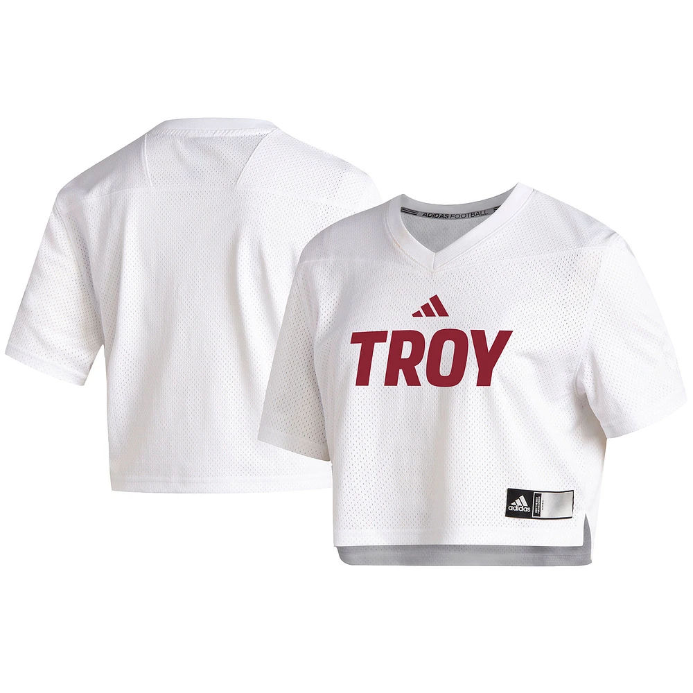 Women's adidas White Troy University Trojans Sideline Crop Jersey