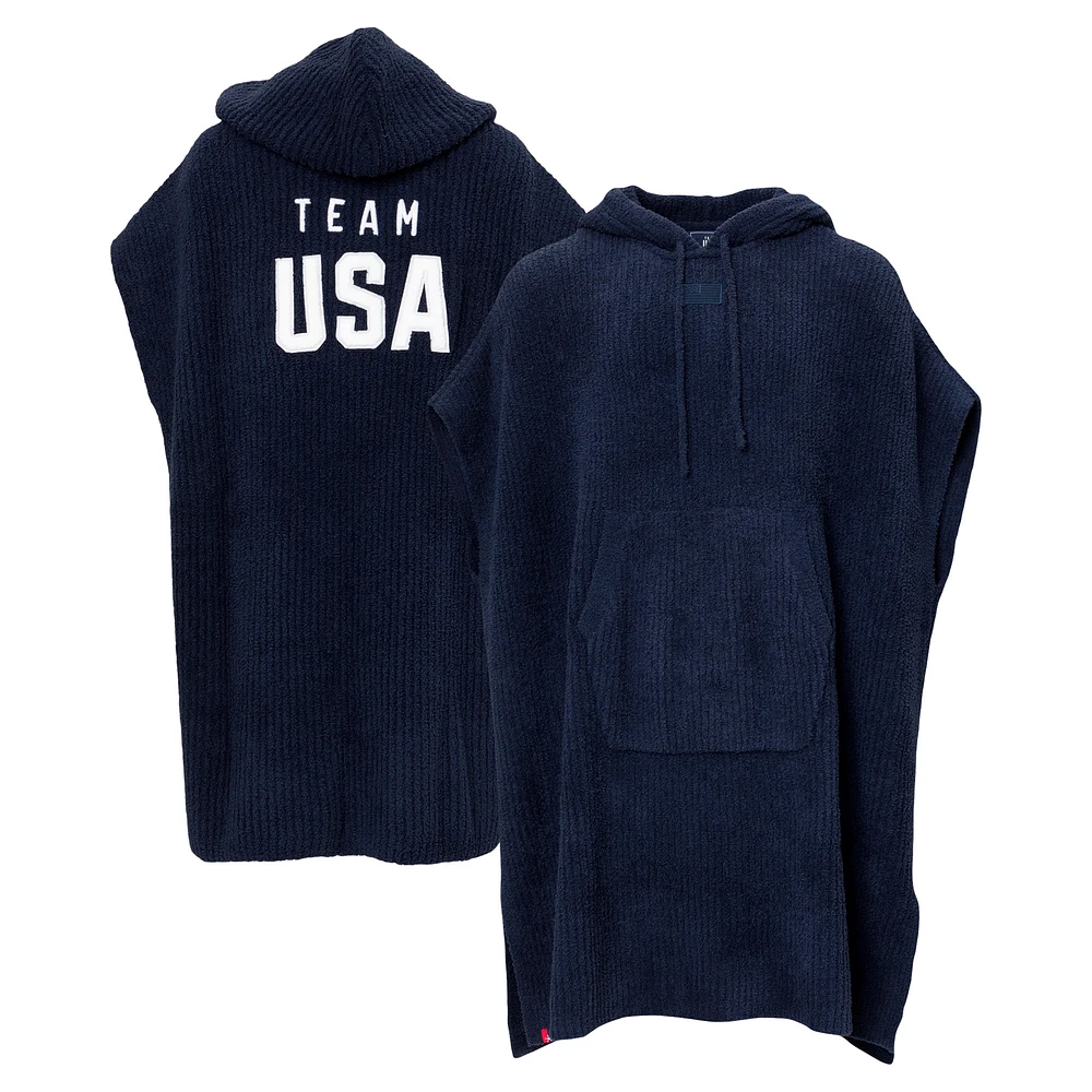 Unisex Navy Team USA Barefoot Dreams CozyChic Hooded Rib Cozy