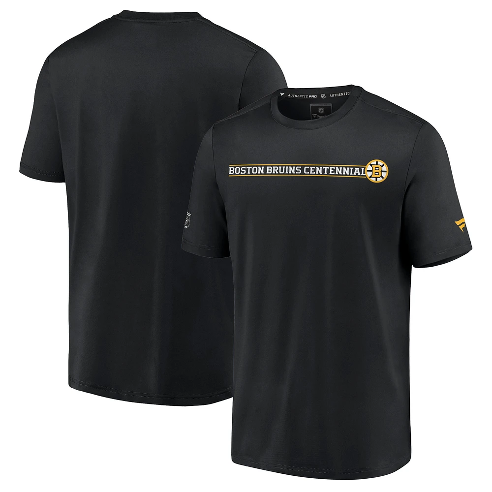 Men's Fanatics Black Boston Bruins Authentic Pro Centennial Banner T-Shirt