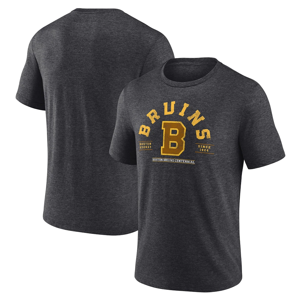 Men's Heather Charcoal Boston Bruins Centennial The Early Years Tri-Blend T-Shirt