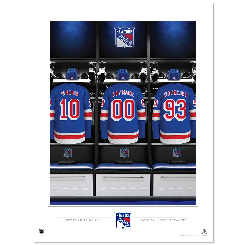 New York Rangers 12" x 16" Personalized Locker Room Photo Print