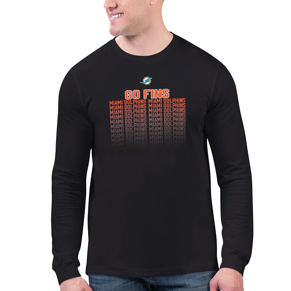 Men's Starter Black Miami Dolphins Slogan Long Sleeve T-Shirt