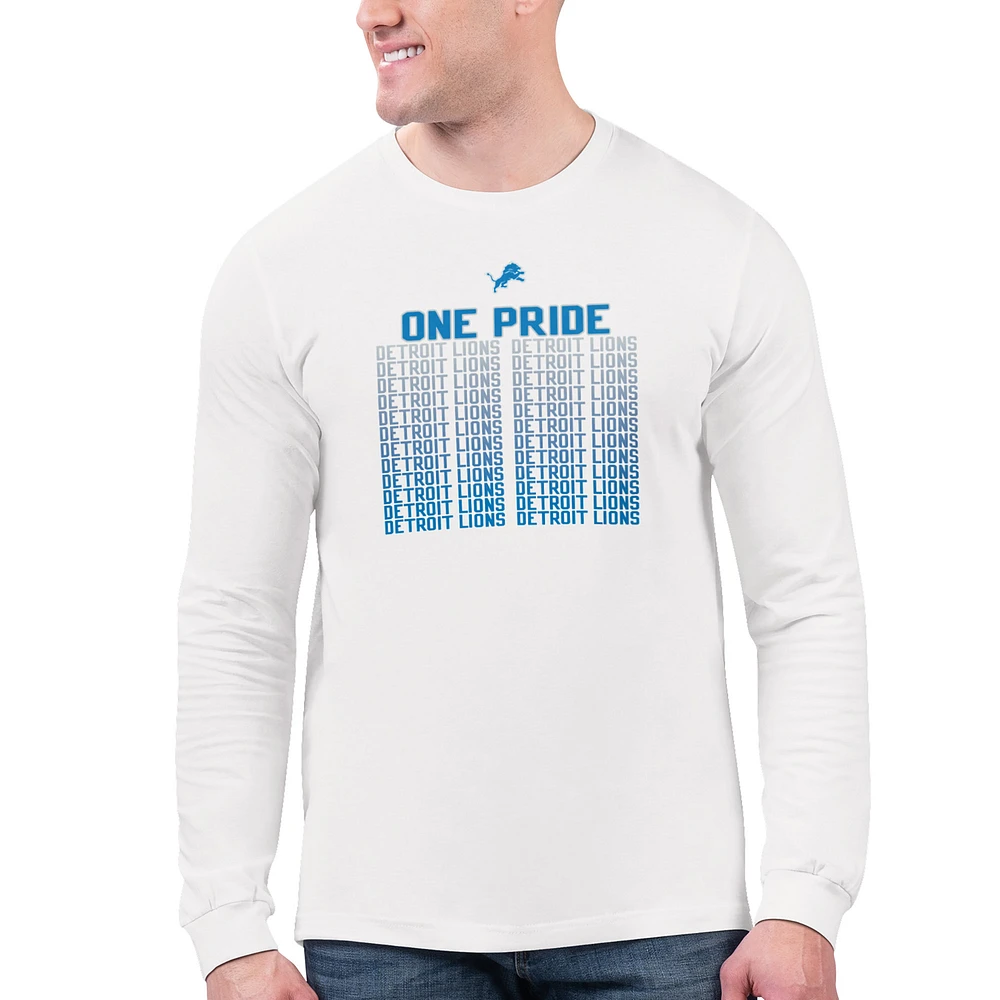Men's Starter White Detroit Lions Slogan Long Sleeve T-Shirt