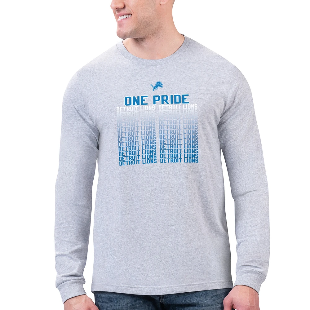 Men's Starter Heather Gray Detroit Lions Slogan Long Sleeve T-Shirt