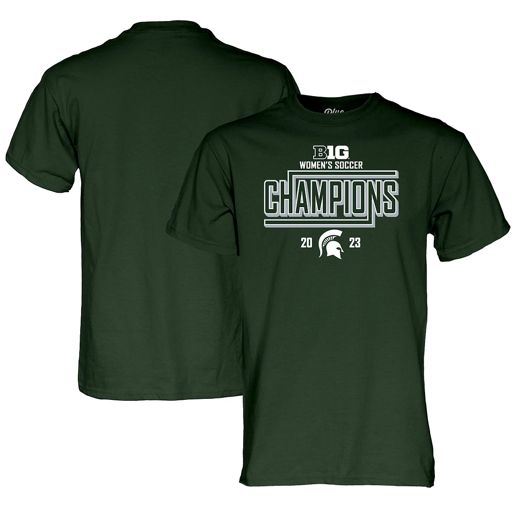 Unisex Blue 84 Green Michigan State Spartans 2023 Big Ten Women's Soccer Regular Season Champions Locker Room T-Shirt