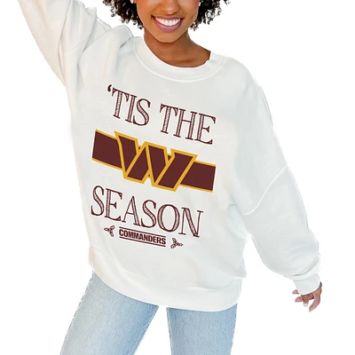 Women's Gameday Couture White Washington Commanders Oversized Take A Holiday Pullover Sweatshirt