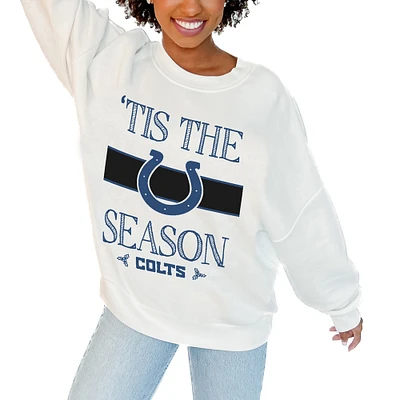 Women's Gameday Couture White Indianapolis Colts Oversized Take A Holiday Pullover Sweatshirt