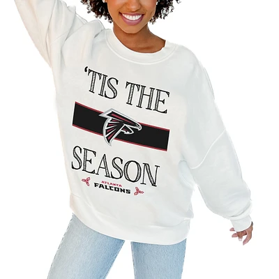 Women's Gameday Couture White Atlanta Falcons Oversized Take A Holiday Pullover Sweatshirt