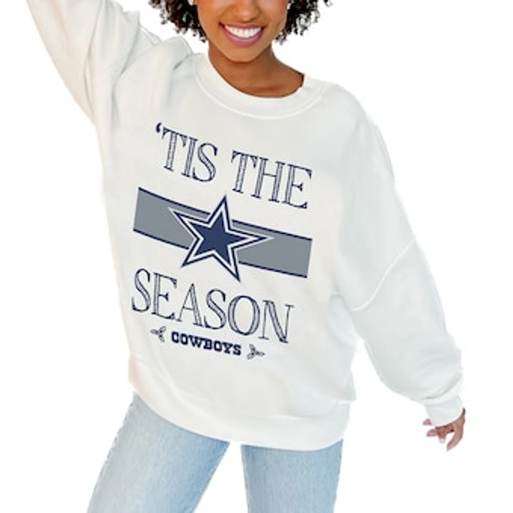 Women's Gameday Couture White Dallas Cowboys Oversized Take A Holiday Pullover Sweatshirt