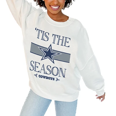 Women's Gameday Couture White Dallas Cowboys Oversized Take A Holiday Pullover Sweatshirt