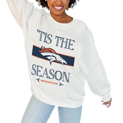 Women's Gameday Couture White Denver Broncos Oversized Take A Holiday Pullover Sweatshirt