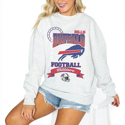 Women's Gameday Couture Ash Buffalo Bills Oversized Run the Show Pullover Sweatshirt