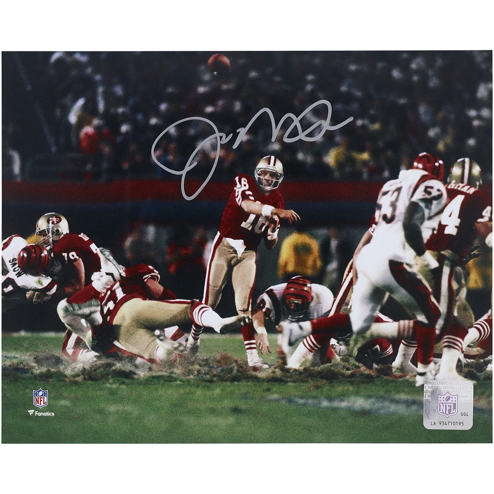 Joe Montana San Francisco 49ers Autographed 8" x 10" Throwing vs. Bengals Photograph