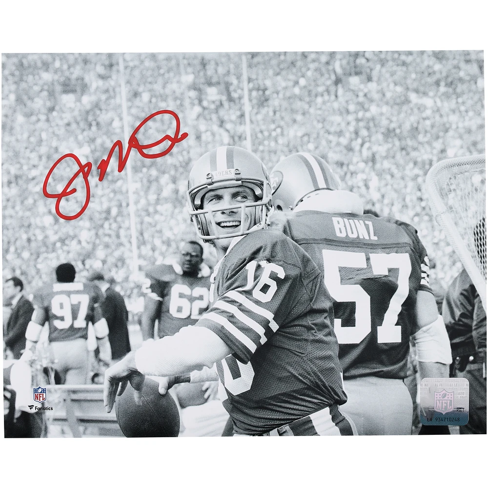 Joe Montana San Francisco 49ers Autographed 8" x 10" Black & White Warm Up Photograph