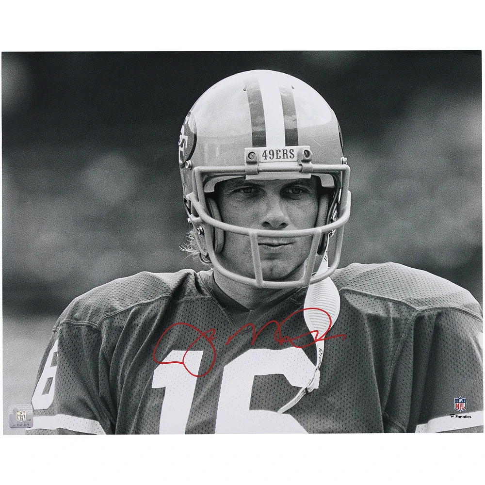 Joe Montana San Francisco 49ers Autographed 16" x 20" Black & White Close Up Photograph
