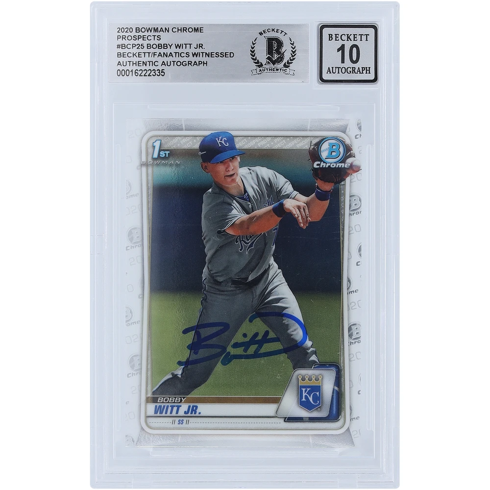Bobby Witt Jr. Kansas City Royals Autographed 2020 Bowman Chrome Prospects #BCP-25 Beckett Fanatics Witnessed Authenticated /10 Rookie Card