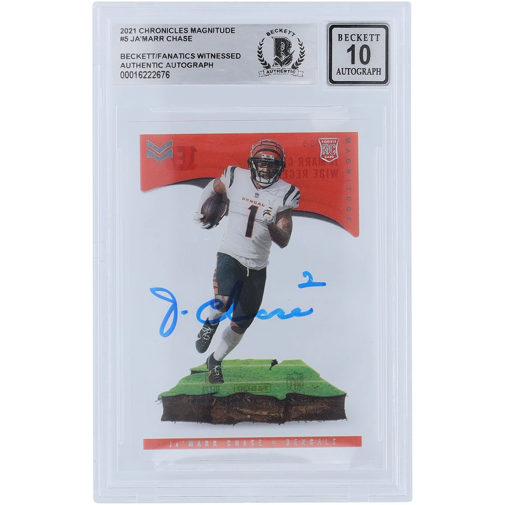 Ja'Marr Chase Cincinnati Bengals Autographed 2021 Panini Chronicles Magnitude #MAG-5 Beckett Fanatics Witnessed Authenticated 10 Rookie Card