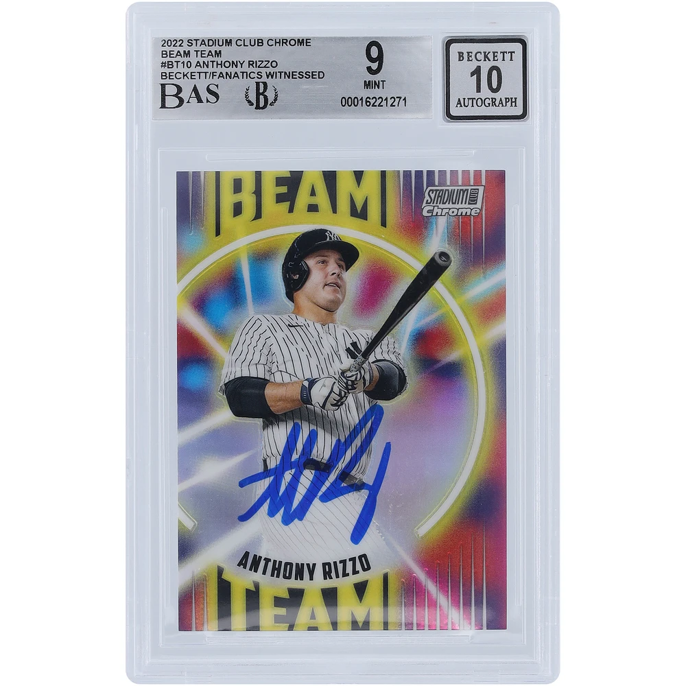 Anthony Rizzo New York Yankees Autographed 2022 Topps Stadium Club Chrome Beam Team #BT-10 Beckett Fanatics Witnessed Authenticated 9/10 Card