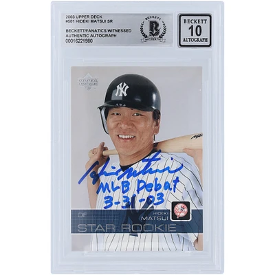 Hideki Matsui New York Yankees Autographed 2003 Upper Deck Series 2 #501 Beckett Fanatics Witnessed Authenticated 10 Rookie Card with "MLB Debut 3-31-03" Inscription