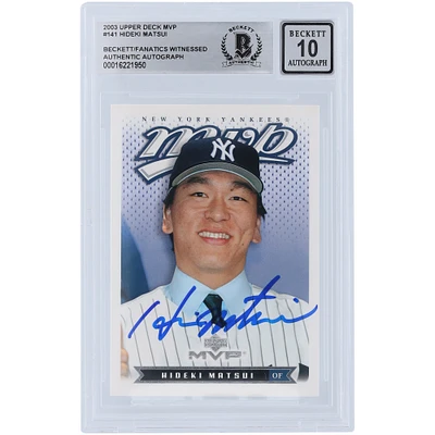 Hideki Matsui New York Yankees Autographed 2003 Upper Deck MVP #141 Beckett Fanatics Witnessed Authenticated 10 Rookie Card