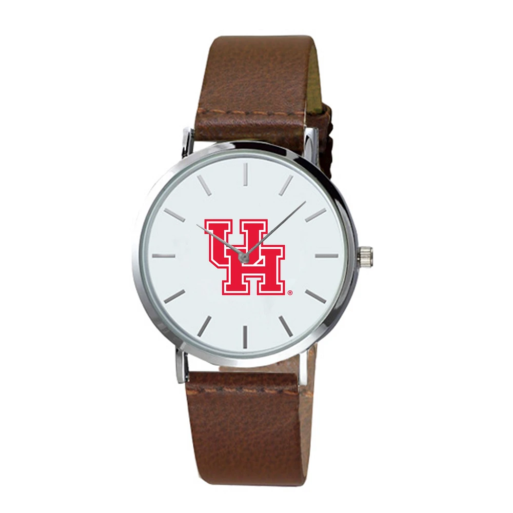Men's Brown Houston Cougars Plexus Leather Watch