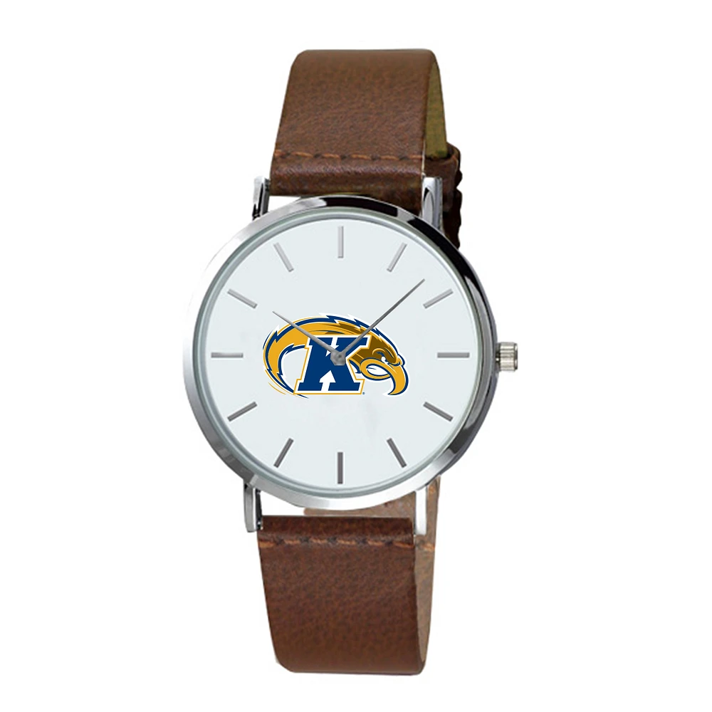Men's Brown Kent State Golden Flashes Plexus Leather Watch