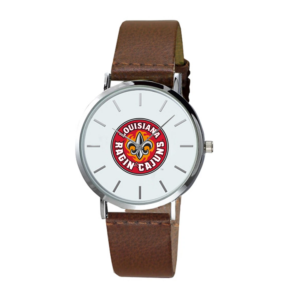Men's Brown Louisiana Ragin' Cajuns Plexus Leather Watch