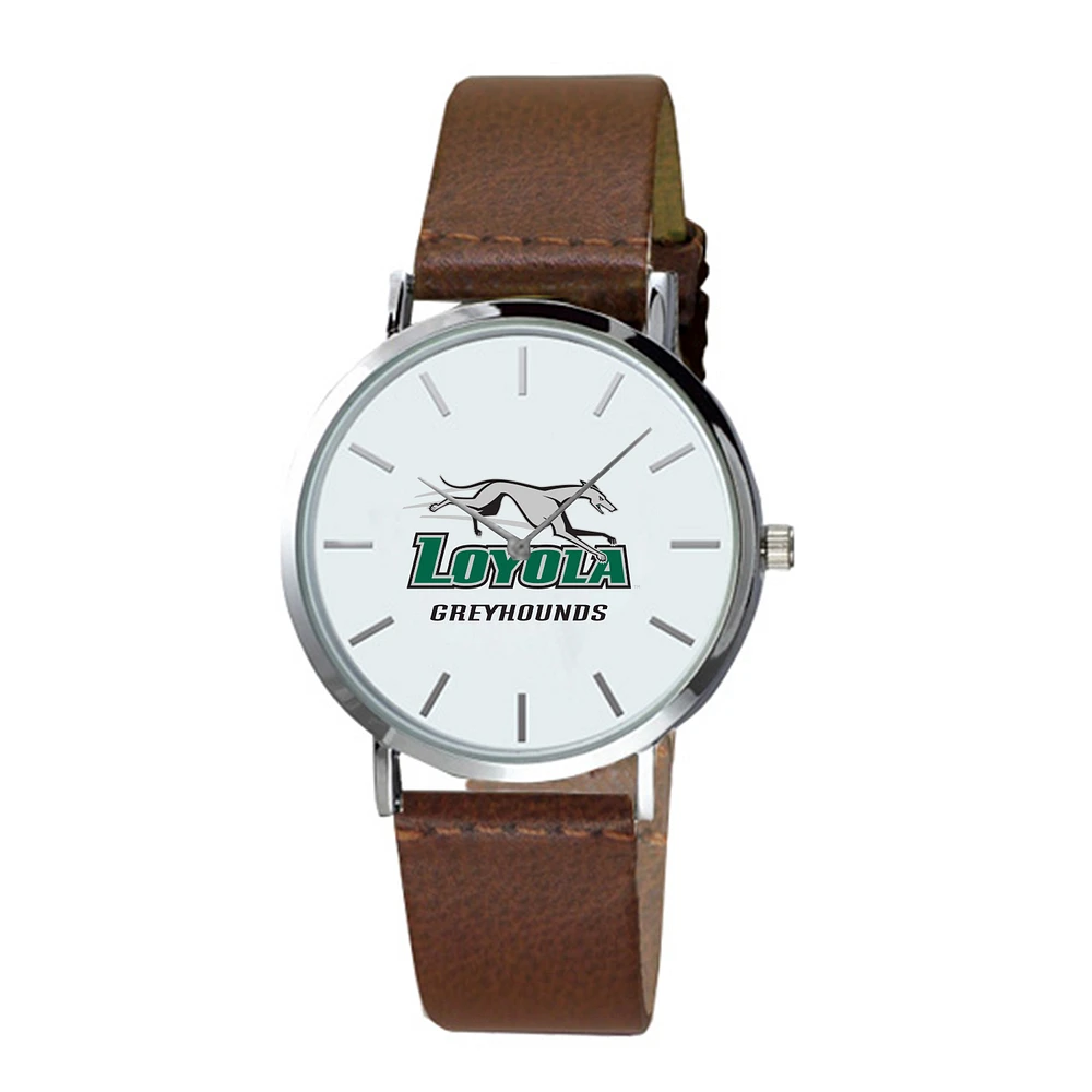 Men's Brown Loyola Greyhounds Plexus Leather Watch