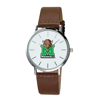 Men's Brown Marshall Thundering Herd Plexus Leather Watch