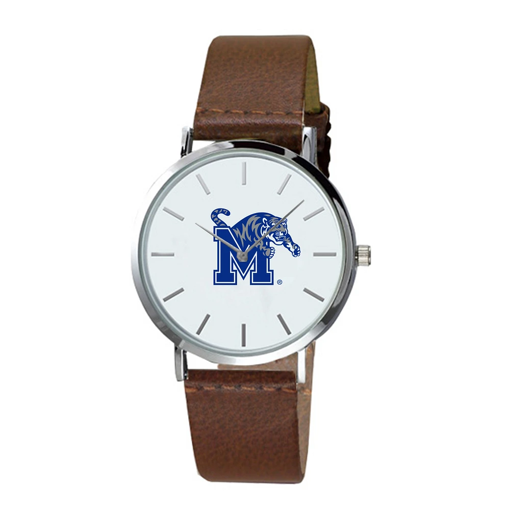 Men's Brown Memphis Tigers Plexus Leather Watch