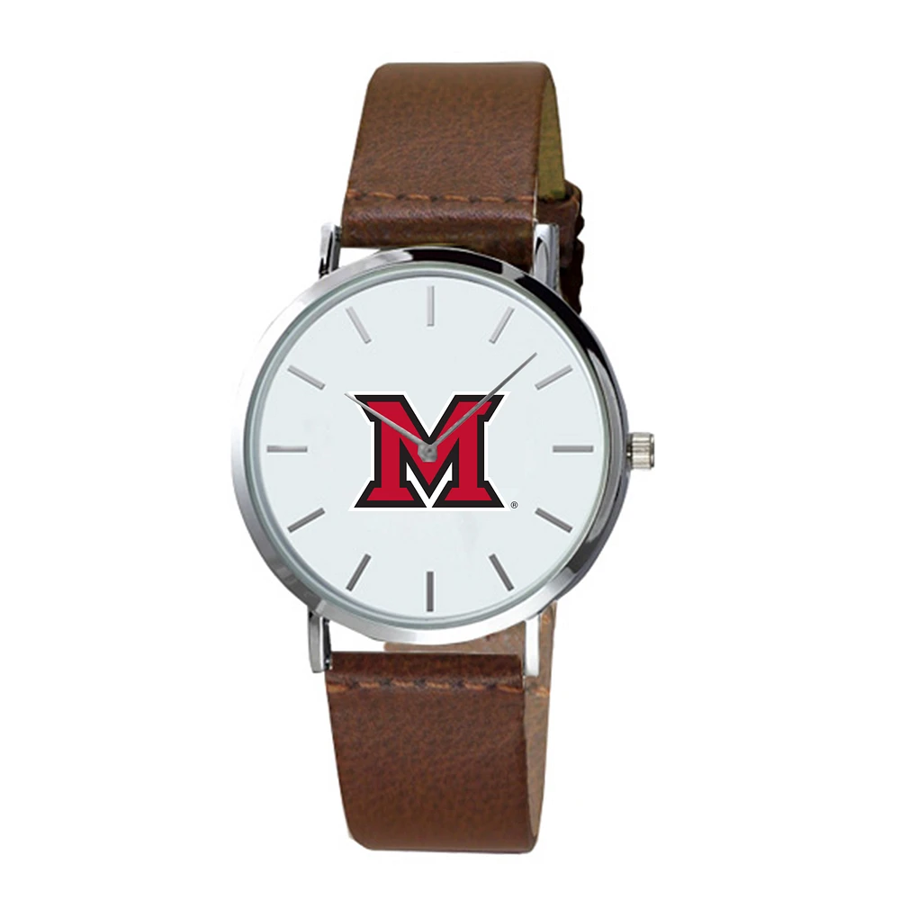 Men's Brown Miami University RedHawks Plexus Leather Watch