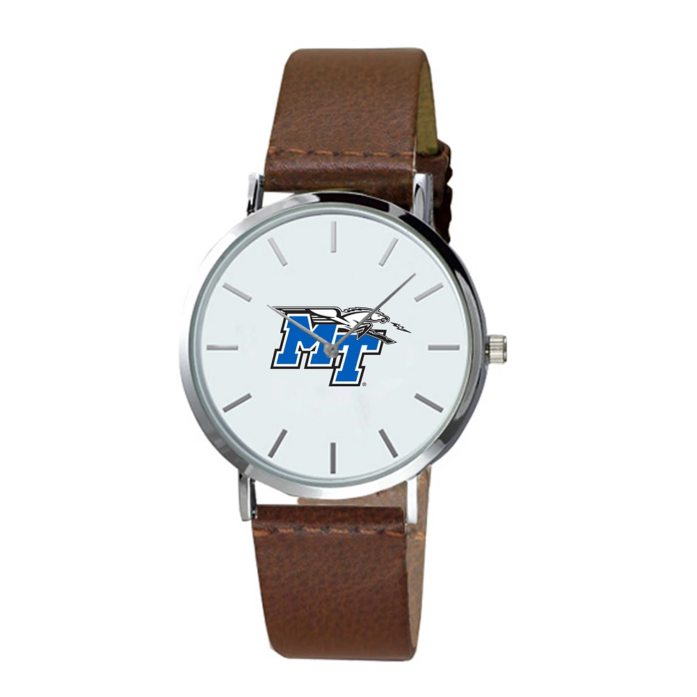 Men's Brown MTSU Blue Raiders Plexus Leather Watch