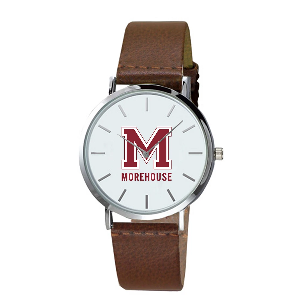 Men's Brown Morehouse Maroon Tigers Plexus Leather Watch