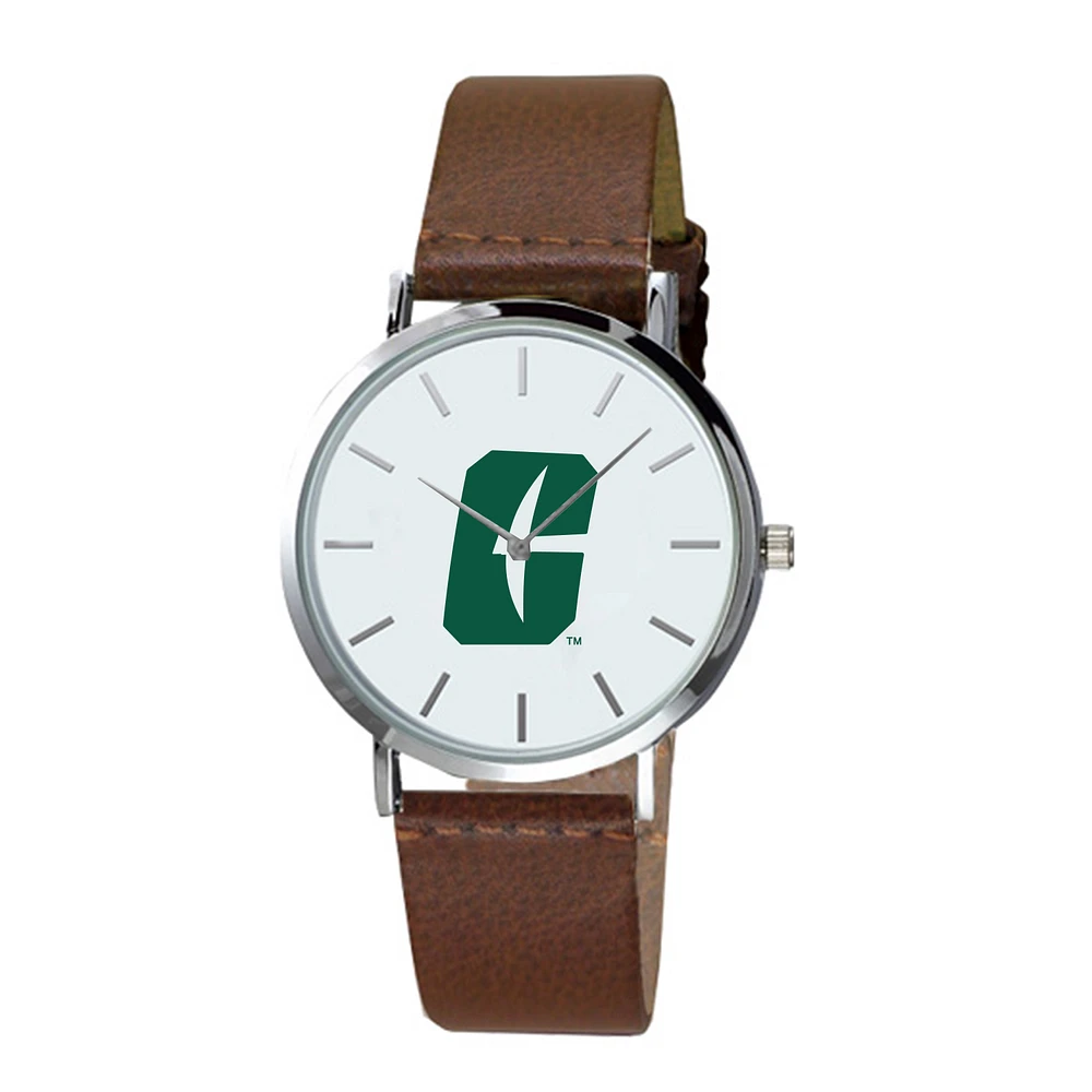 Men's Brown Charlotte 49ers Plexus Leather Watch