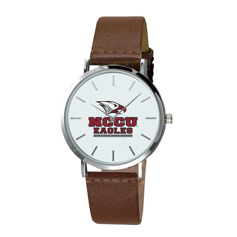 Men's Brown North Carolina Central Eagles Plexus Leather Watch