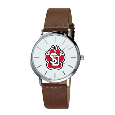 Men's Brown South Dakota Coyotes Plexus Leather Watch