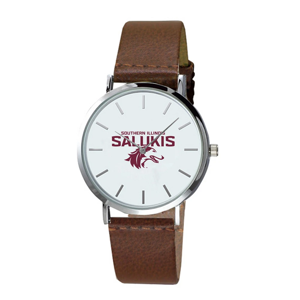 Men's Brown Southern Illinois Salukis Plexus Leather Watch
