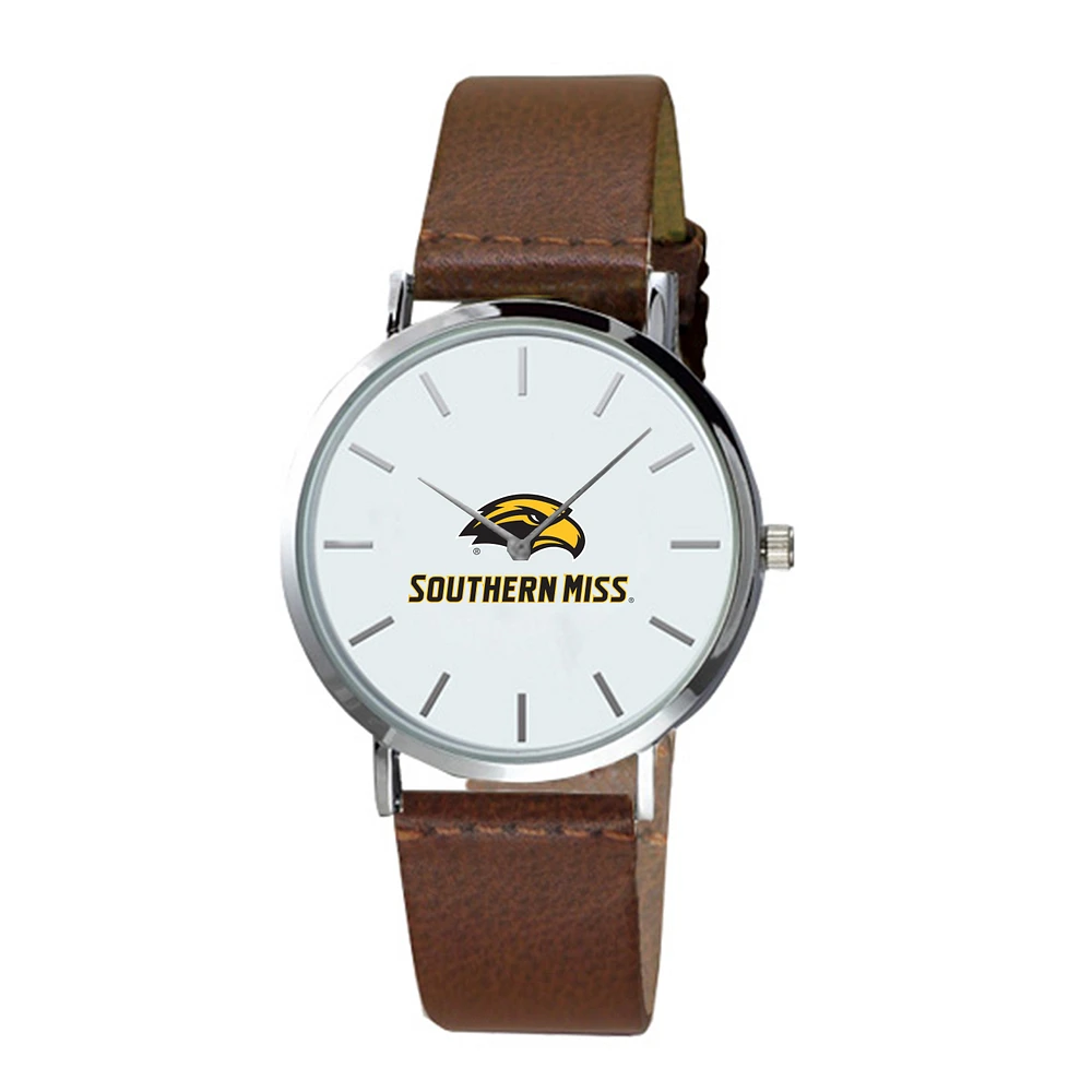 Men's Brown Southern Miss Golden Eagles Plexus Leather Watch
