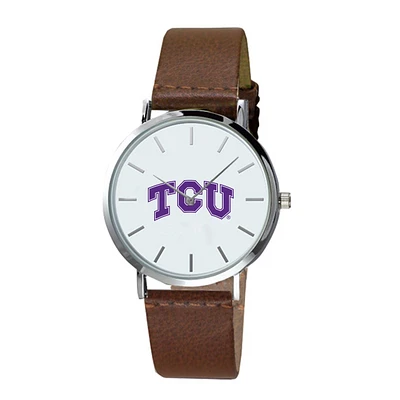 Men's Brown TCU Horned Frogs Plexus Leather Watch