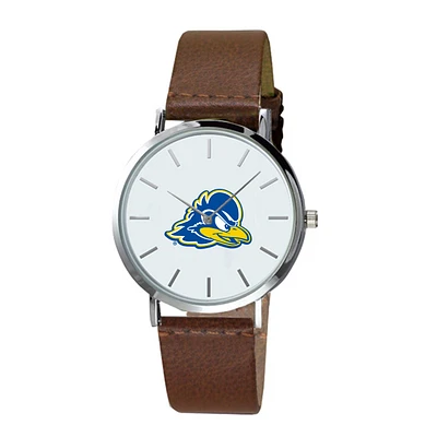 Men's Brown Delaware Fightin' Blue Hens Plexus Leather Watch